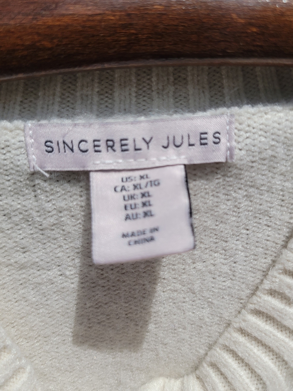 Sincerely Jules Cream Zip Front sweater XL | Soft Ribbed Mock Neck Cardigan - Picture 6 of 7